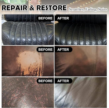 Leather Repair Kit-Cleaner-Black-Recoloring-Balm-Conditioner-Mink-Oil-for-Car-Seat-Furniture-Couch-Shoe - Better Stain Remover Leather Sofa Boots Bags Belt Chair Vinyl Scratch Color Restorer