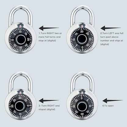 Combination Lock, 2 Packs Keyless Mini Padlock for Gym and School Lockers, Safe Lock with Metal Body and Steel Shackle, Black
