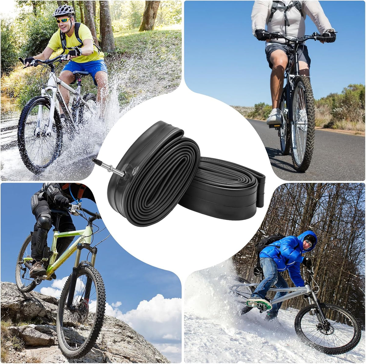 YUNSCM 29" Heavy Duty Bike Tubes 29x1.75/2.40 29 inch Bicycle Tubes Compatible 28/29x1.75/1.95/2.0/2.1/2.125/2.25/2.3/2.40 (45/62-622) Bike Tire Tubes FV48mm Presta Valve, 2 PCS