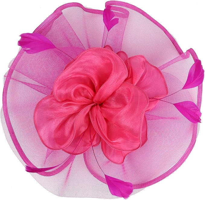 Bridal Fascinators Headband Tea Party Hat Fascinator Feather Mesh Net Veil Party Hats Flower with Clip and Hairband