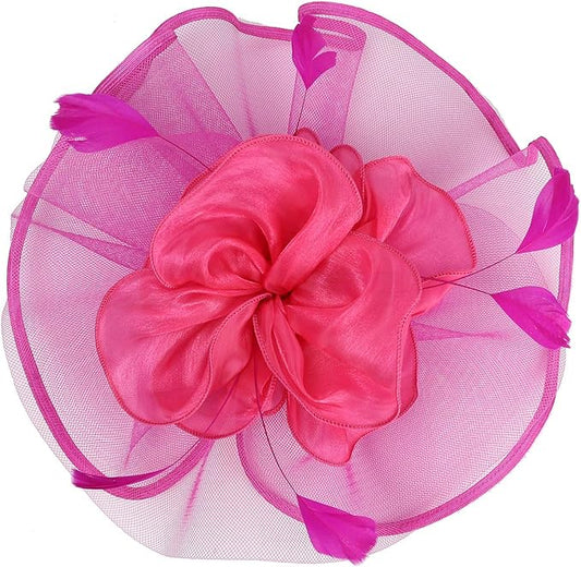 Bridal Fascinators Headband Tea Party Hat Fascinator Feather Mesh Net Veil Party Hats Flower with Clip and Hairband