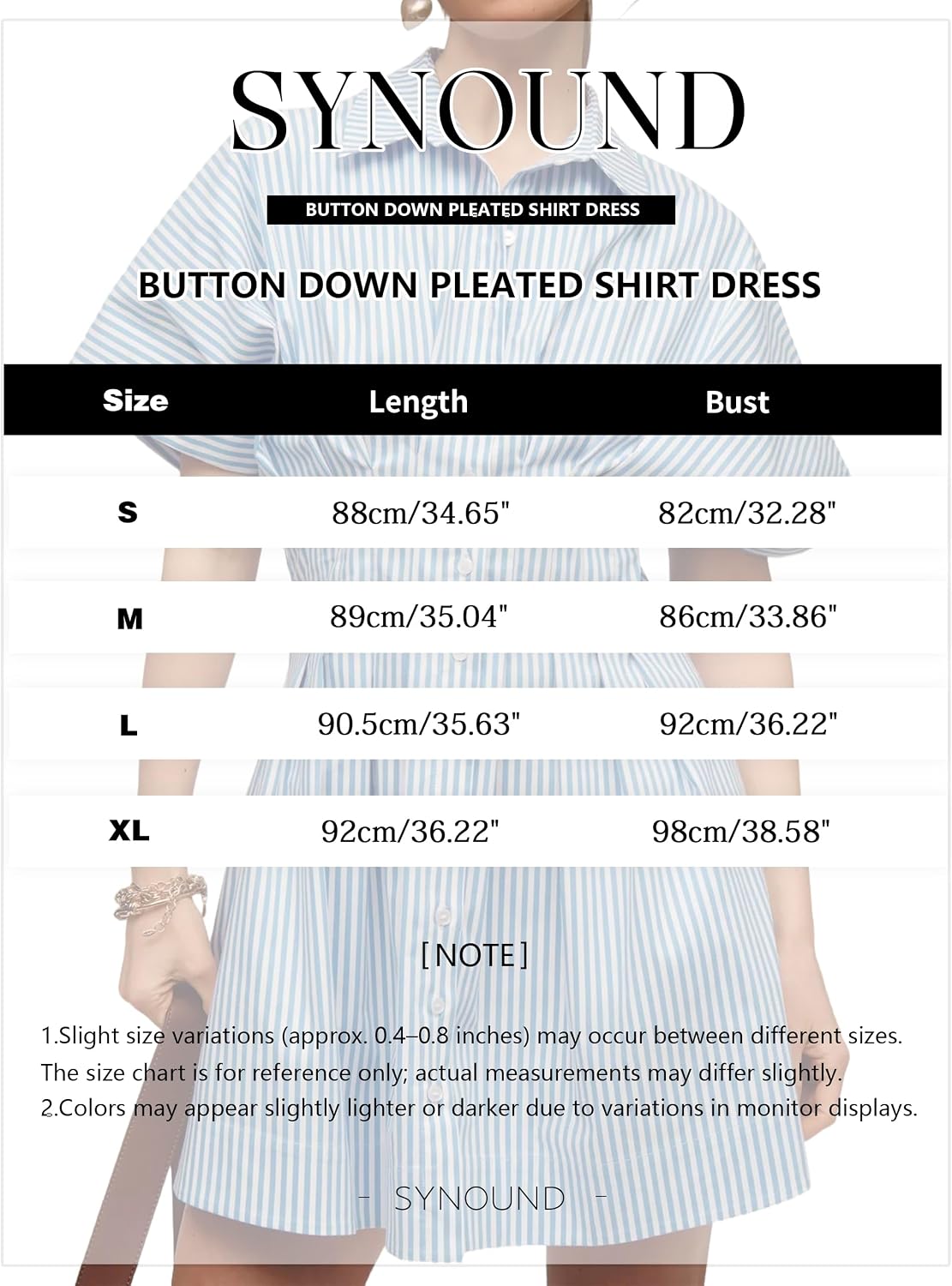 synound Women’s Button Front Down Pleated Shirt Dress Summer Casual Striped Short Sleeve Blouse Mini Dresses