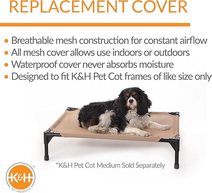 KH Pet Products All Weather Pet Cot Replacement Cover Tan Medium 32 X 25 Inches
