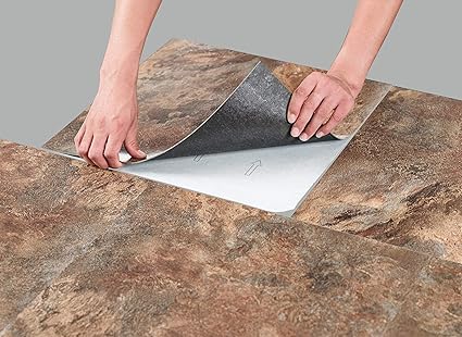 Majestic Self Adhesive 18-Inch Square Vinyl Floor Tiles, 10 Tiles - 18" x 18", Rustic Copper Slate Pattern - Peel  Stick, DIY Flooring for Kitchen, Dining Room  Bathrooms by Achim Home Decor