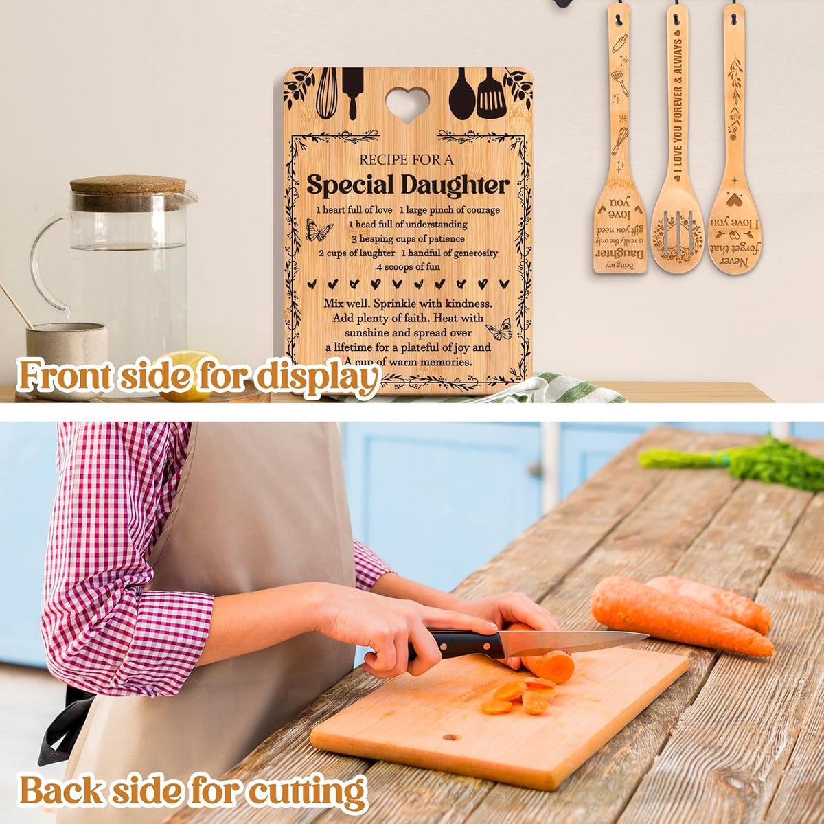 Gifts for Daughter - "Recipe for a Special Daughter" 4PCS Cutting Board Set