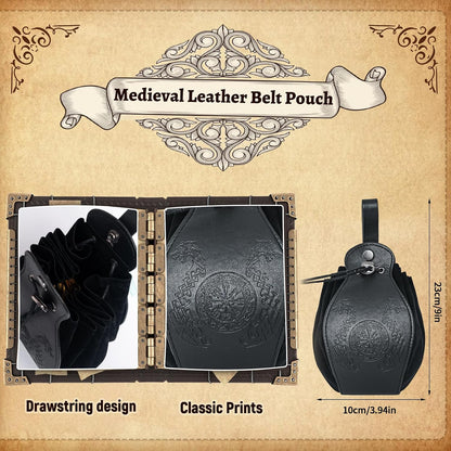 Medieval belt pouch Renaissance Leather Bag Vintage Pirate Leather Bag for Halloween Cosplay Accessories