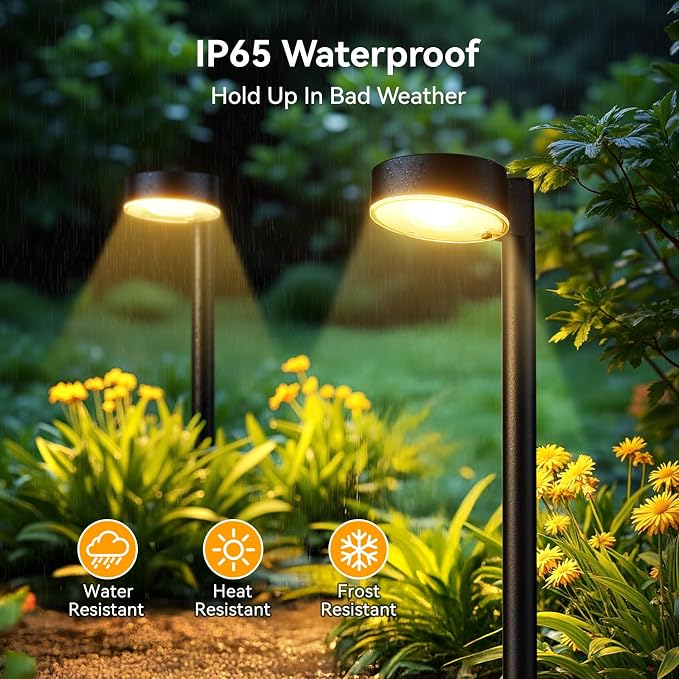 2 Pack Solar Pathway Lights Outdoor, Bright Solar Lights Outdoor Waterproof, Up to 15 Hrs Modern Path Lighting for Yard Garden Walkway Driveway Lawn Decor (2 Pack)