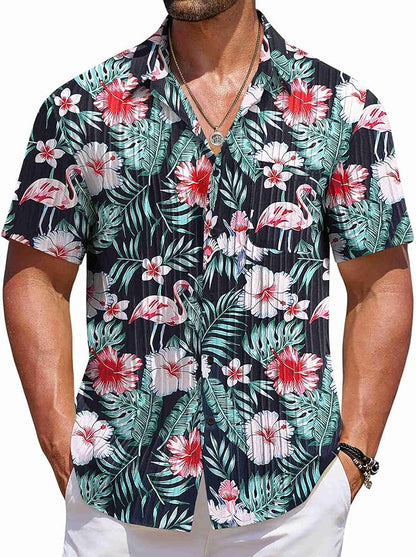 COOFANDY Mens Casual Button Down Shirts Short Sleeve Textured Shirt Summer Beach Shirts for Men
