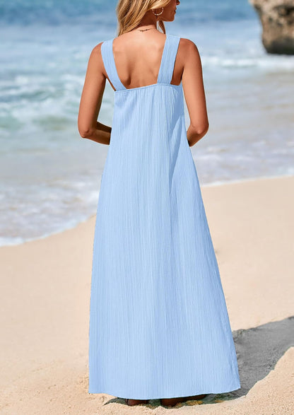 PRETTYGARDEN Womens 2026 Casual Long Summer Dresses Sleeveless Strappy Loose Flowy Beach Vacation Maxi Dress with Pockets