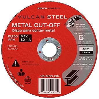 6 Inch Cut Off Wheel 10 Pack - Precision Smooth Cutting - Abrasive Cutoff Wheel - Aluminum Oxide - Metal Cutting Wheel - Grinder Cut Off Wheel - Cut Off Disc - Sidco Supply