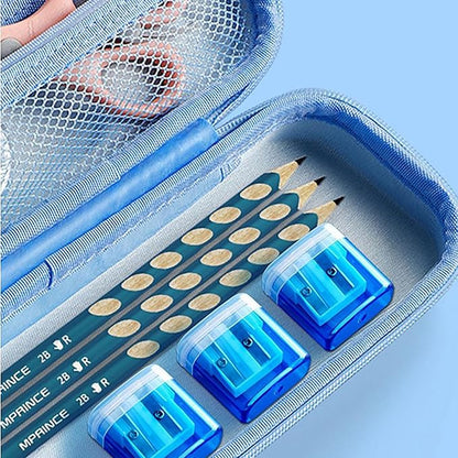 Pencil Sharpener for Classroom, Manual Dual Holes Compact Classroom Pencil Sharpener with Lid, Pencils Sharpener for Colored Pencils Kids Adults Students School Class Home Office, Blue