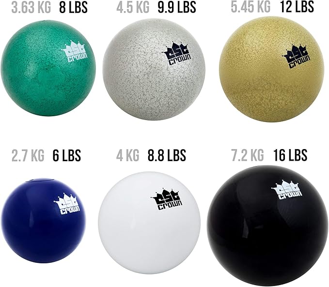Crown Sporting Goods Shot Put - Cast Iron Shot Put Ball- Shotput Weights 2.72kg to 7.26kg (6lb to 16lb) - Great for Outdoor Track & Field Equipment
