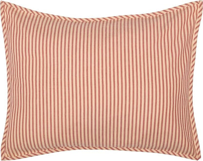 VHC Brands Sawyer Mill Red Ticking Stripe Standard Sham 21x27 Bedding Accessory