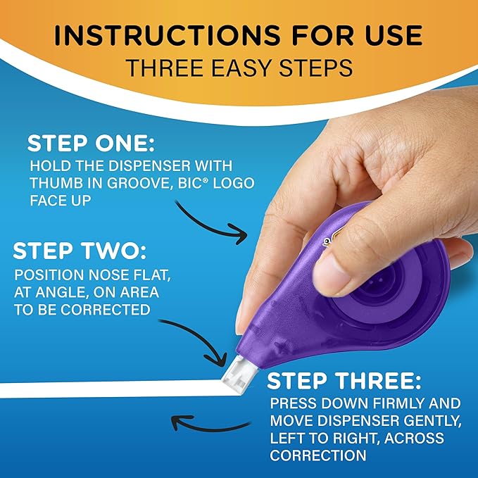 BIC Wite-Out Brand EZ Correct Correction Tape, 39.3 Feet, 10-Count Pack of White Correction, Tear-Resistant Tape Office or School Supplies