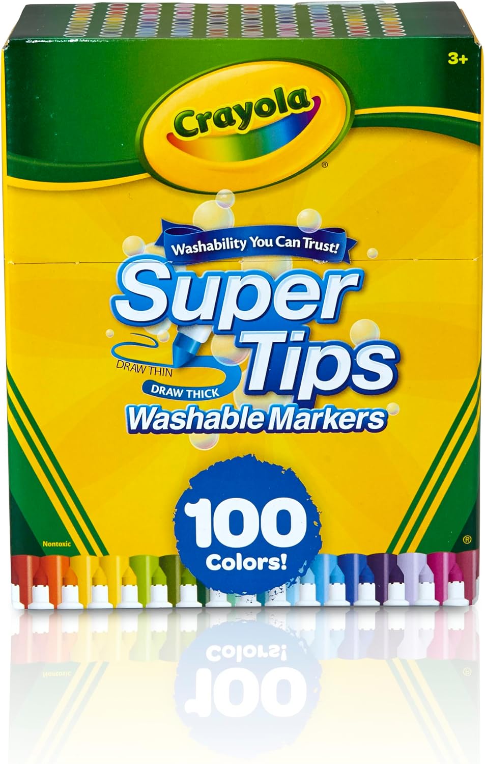 Crayola Super Tips Marker Set (88ct), Fine Point Washable Markers, Drawing Markers for Kids & Adults, Create Thick & Thin Lines, Art Supplies, Ages 3+. ( Open Box , only 88CT )