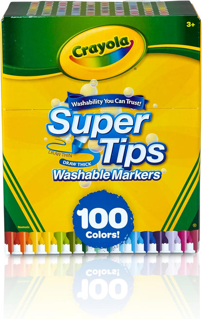 Crayola Super Tips Marker Set (88ct), Fine Point Washable Markers, Drawing Markers for Kids & Adults, Create Thick & Thin Lines, Art Supplies, Ages 3+. ( Open Box , only 88CT )
