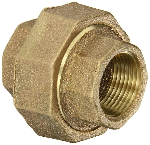 Anderson Metals 38104 Red Brass Pipe Fitting, Union, 34" Female Pipe