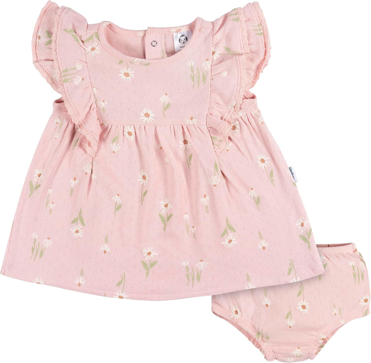 Gerber Baby Girls' Cotton Dress and Diaper Cover Set