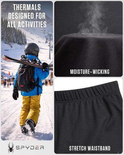 Spyder Kids Thermal Underwear Set - 2 Piece Moisture Wicking Insulated Girls Boys Thermal Set Base Layer Long Johns for Kids
