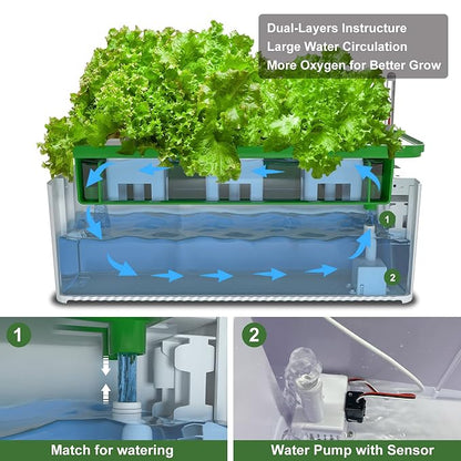 eSuperegrow Hydroponics Growing System for Indoor Outdoor Garden,7L Large Hydroponic Gardening System with Trellis for Cucumber Tomato Pepper Mint,Ideal Gardening Gifts for Women(Pump,7L,Trellis)