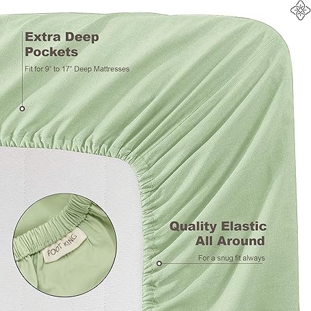 Bioweaves 100 Organic Cotton 1 Full Size Fitted Sheet Only  300 Thread Count Sateen Weave GOTS Certified with Deep Pocket - Pastel Green