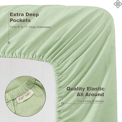 Bioweaves 100 Organic Cotton 1 Full Size Fitted Sheet Only  300 Thread Count Sateen Weave GOTS Certified with Deep Pocket - Pastel Green