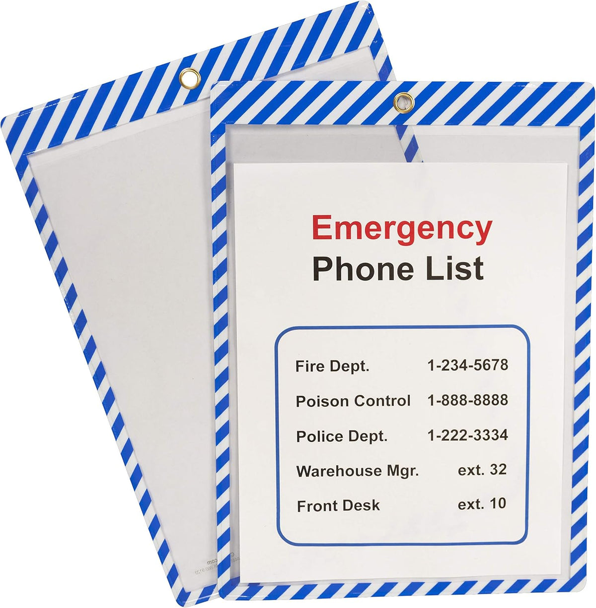 C-Line Safety Striped Shop Ticket Holder, Blue/White, 10/Pack (44105)