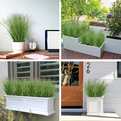 Artificial Grass Plants Outdoor 20 Bundles Fake Wheat Grass UV Resistant Faux Shrubs Bushes Plant Green Onion Grass Artificial Greenery Tall Stems for Indoor Outdoor Office Home Decor