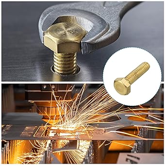METALLIXITY Hex Head Screw Bolt (14-20x1") 5Pcs, Brass Fully Threaded Solid Brass Hex Bolts Machine Screws - for Machinery Repair