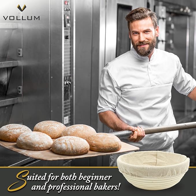 Banneton Bread Proofing Basket Sourdough Proofing Basket for Beginner  Professional Bakers, Handwoven Rattan Cane Bread Maker with Linen for Artisan Breads, 10 x 3.5 In, 2-Pound Round Brotform