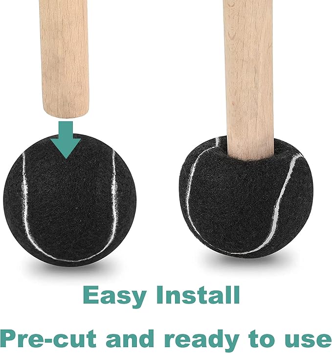 Precut Tennis Balls for Walkers, 4 PCS Heavy Duty Long Lasting Glide Balls - Precut for Easy Installation, Universal Felt Pads for Walker Legs & Furniture, Floor Protectors