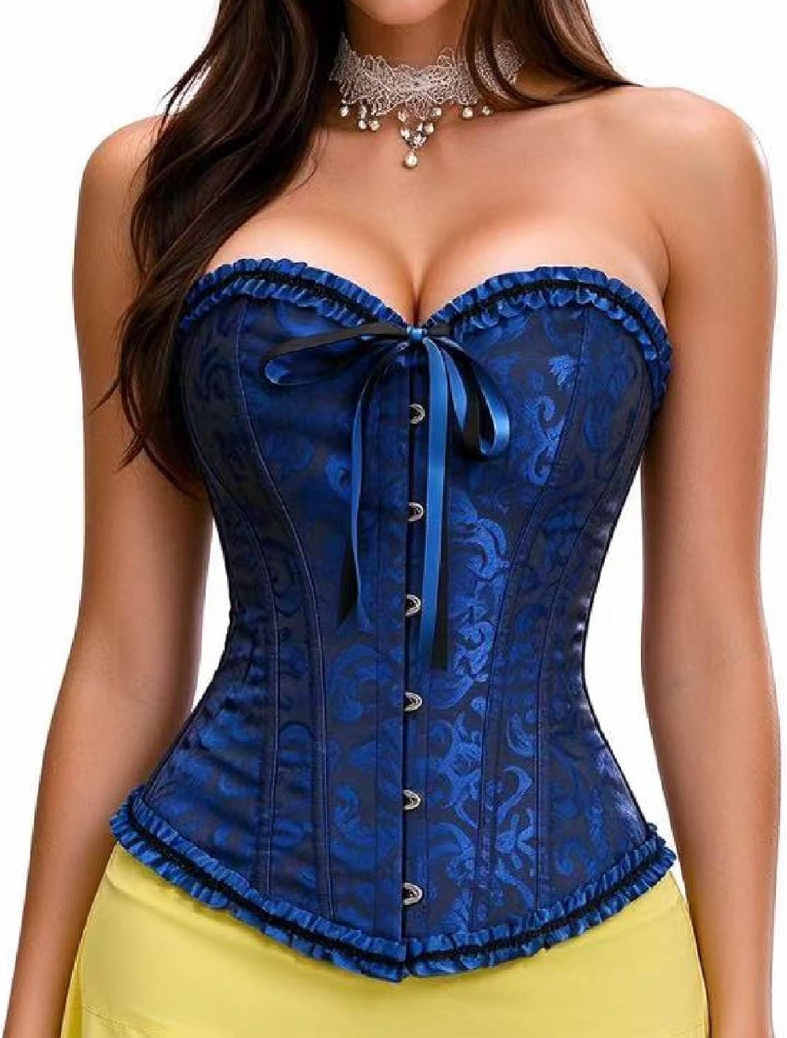Corset Tops for Women, Bustier Shapewear Lingerie, Lace Waist Push Up Bodysuit