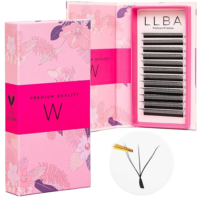 LLBA W Eyelashes Extensions - 3D Handmade Volume Eyelashes | C CC D Curl | Thickness 0.05~0.07mm | 8-15mm Length Mixed Tray | Full Fluffy Volume Look | Long Lasting & Easy Application (W, 0.07 D 11mm)