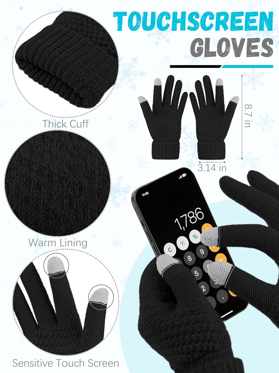 Winter Beanie Hat Scarf, Warm Fleece Knit Hats Touch Screen Gloves Neck Scarf Set Winter Gifts for Unisex Adult ( gloves not included)