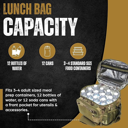 HighSpeedDaddy Tactical Lunch Box For Men  Women- Military Grade Large Insulated Lunch Bag - 11Aux 9Aux 8Au (15L) Cooler Bag - Reusable, Portable and Water Resistant - For Work, Travel  Picnic
