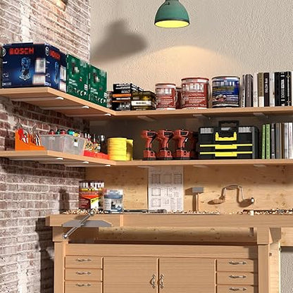 Goovilla Shelf Bracket, Heavy Duty Floating Shelf Brackets 10 inch Long, 6 Pack Brackets for Shelves, White Coated Metal Wall Shelf Support Brackets with 15 Inch Thick and 160 lb. Load Capacity