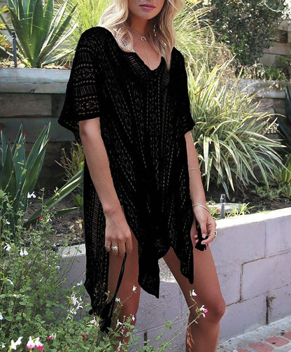 This lightweight, breathable crochet cover-up is perfect for the beach or pool. The adjustable drawstring design lets you customize the look.
