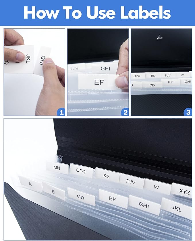 Expanding File Folder with Tabs, 13 Pockets File Organizer Accordion File Holder ?with Elastic Buckles Closure, A4 Paper Document Organizer for Home School Office