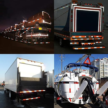 DOT-C2 Reflective Tape 2 Inch X 100 Feet Red White Reflector Adhesive Conspicuity Outdoor Waterproof Tape for Trailers, Trucks, Vehicles, Driveway, Boats, Signs (100 FT)