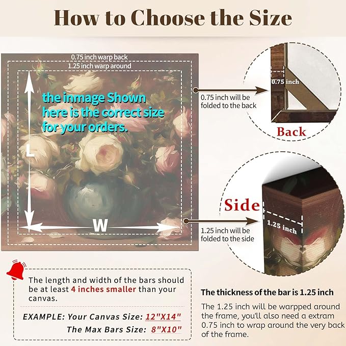 Canvas Frame, 44 x44 Inch Stretcher Bars Wood Kits with Accessories for Oil Painting and Picture Wall Art
