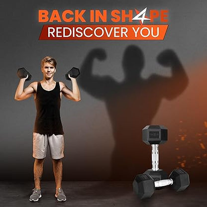 Yes4All Chrome Grip Encased Hex Dumbbells  Hand Weights With Anti-Slip 5-50 LBS Single