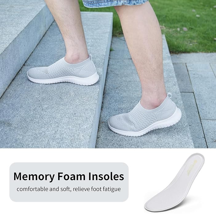 Size 5.5 Women's TIOSEBON Men's Slip On Walking Shoes Arch Support Knit Mesh Lightweight Casual Comfortable Gym Workout Running Tennis Travel Standing Sneakers