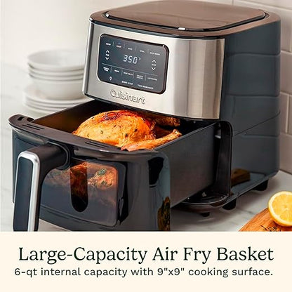 Cuisinart Air Fryer Oven  6-Qt Basket Stainless Steel Air Fryer  Dishwasher-Safe Parts with 5 Presets  Roast, Bake, Broil, Air Fry and Keep Warm  Quick & Easy Meals  AIR-200