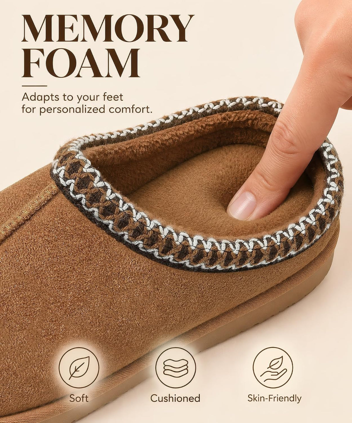 Size 42-43, Litfun Memory Foam Slippers for Women Cozy Warm House Shoes Indoor and Outdoor.