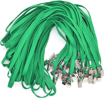 Bird Fiy Green Lanyards 100 Pack Bulk Badge Lanyards with Clip Neck Flat Lanyard with Badge Lanyard Bulldog Clip