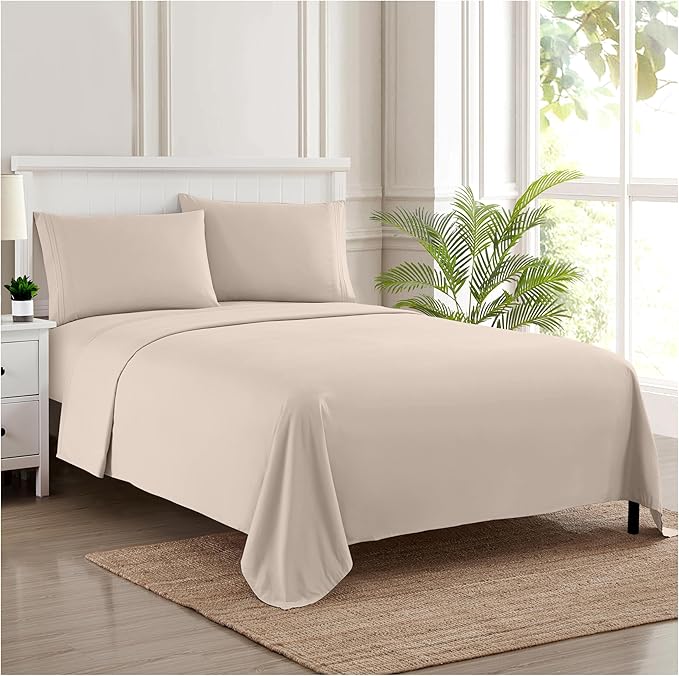 1800 Thread Count Sheet Set Ai Soft Egyptian Quality Brushed Microfiber Sheets Ai Luxury Bedding Set with Flat Sheet, Fitted Sheet, 2 Pillow Cases, Queen