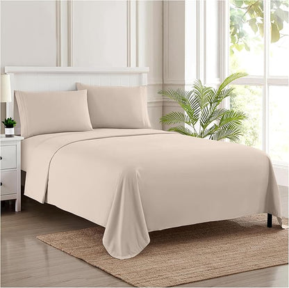 1800 Thread Count Sheet Set Ai Soft Egyptian Quality Brushed Microfiber Sheets Ai Luxury Bedding Set with Flat Sheet, Fitted Sheet, 2 Pillow Cases, Queen