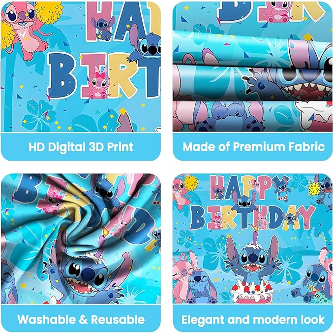 Cartoon Birthday Decorations, Cute Happy Birthday Banner Backdrop, Banner Shoot Photo Backgrounds Props, Blue Party Supplies