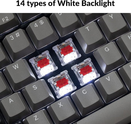 Keychron C2 Pro Wired Custom Mechanical Keyboard Full Size Layout QMK/VIA Programmable Macro White Backlit with Linear Red Switch OEM Profile Double-Shot PBT Keycaps for Mac Windows Linux