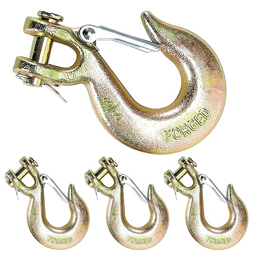 4Pack Clevis Slip Hook, 38 Inch Safety Latch Hook, Heavy Duty Forged G70 Chain Hook for Truck Trailer Winch Transport Tow Safety Chain Hooks,18,000 Lb Capacity